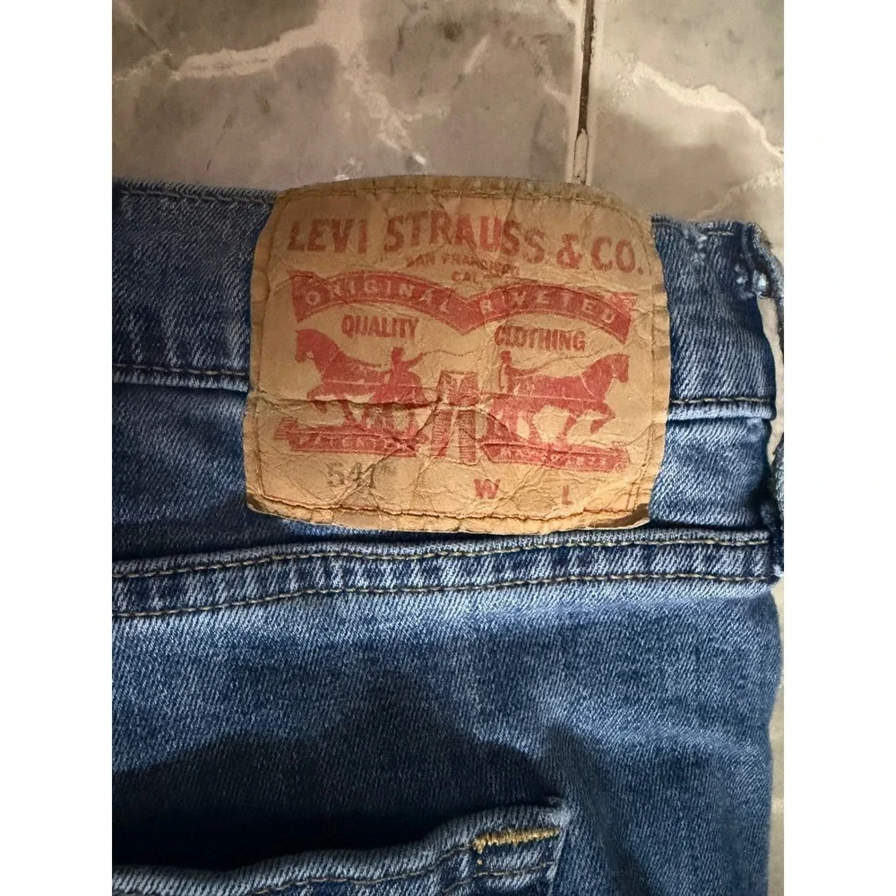 Levis 541 Athletic Taper Jeans Mens 48x30 Blue Denim All Seasons Tech WaterLess